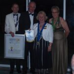 Sponsoring club Bungay Lions presenting President Angela with a pennant