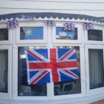 flags in the window