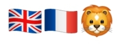 British and French flags with a Lion