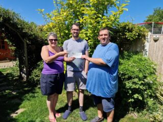 Robyn and Rick presented Mark from Boys Brigade a cheque for £500
