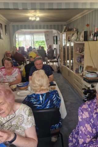 Looking down the room at the guests