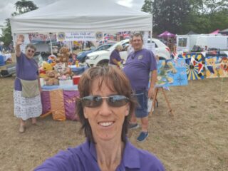 Louisa, Robyn, Rick, Moira and Sandie all ready at the stall