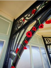 How the poppies will look on a shelter roof support