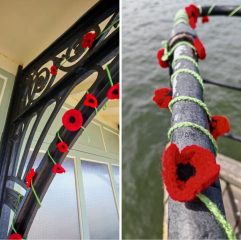 How the poppies will look on a shelter roof support and hand rail