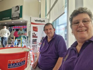 Rick and Robyn at the Poppy Stall at Morrisons, Hadleigh Rick and Robyn at the Poppy Stall at Morrisons, Hadleigh