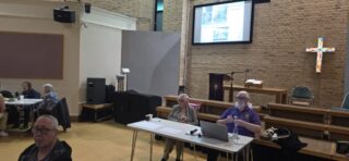 Quiz Master Sandra and Score keeper Mark