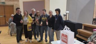 President Louisa with the winning team and their prizes