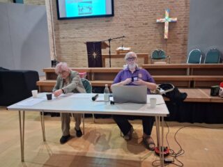 Quiz Master Sandra and Score keeper Mark