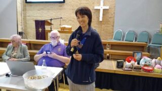 Quiz Master Sandra, Score keeper Mark and President Louisa
