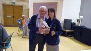 President Louisa with Brian from Eastwood Lions with his raffle prize