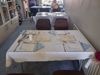 Lunch tables set